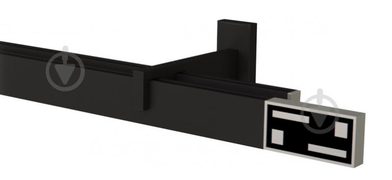 Комплект карнизу Quadrum G-TECH подвійний 14/350 см чорний/сталь з білими гачками - фото 1 Комплект карнизу Quadrum G-TECH подвійний 14/350 см чорний/сталь з білими гачками - фото 1