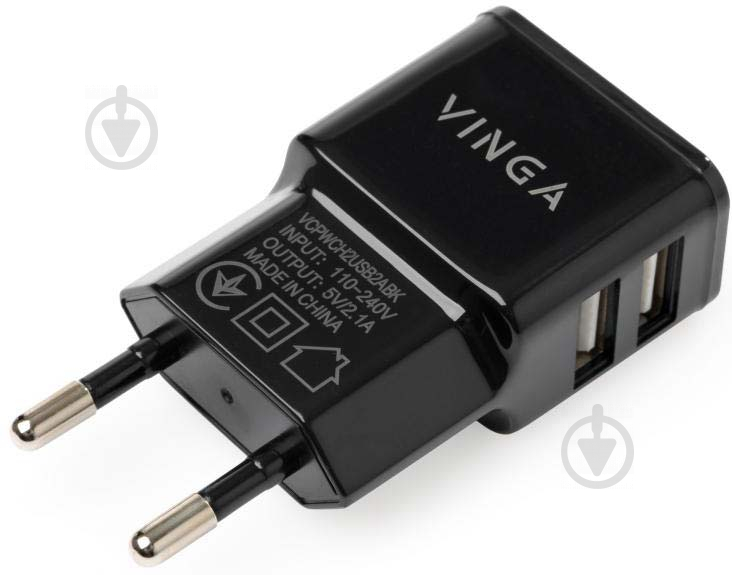 Зарядний пристрій Vinga Vinga 2 Port USB Wall Charger - фото 1