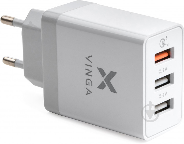 Зарядний пристрій Vinga 3 Port USB Charger QС3.0 - фото 1