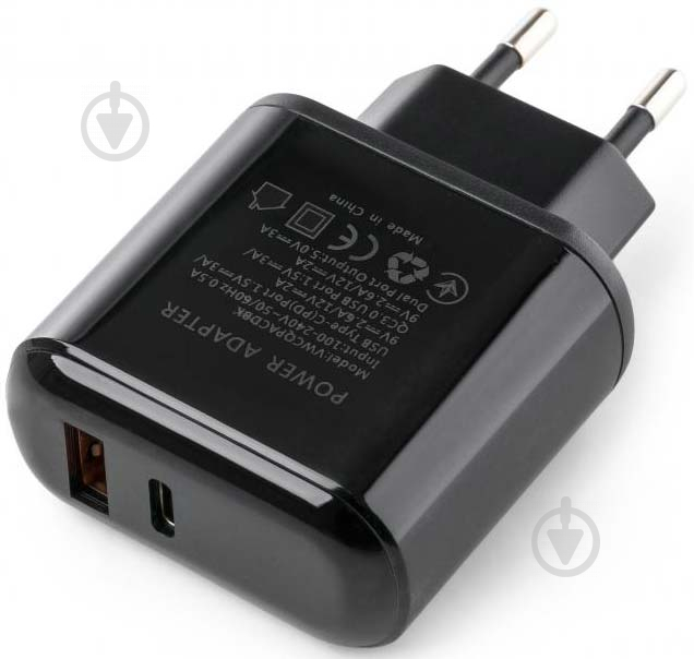 Зарядний пристрій Vinga 2 Port QC3.0+PD Display Wall Charger - фото 2