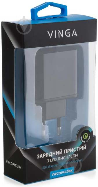 Зарядний пристрій Vinga 2 Port QC3.0+PD Display Wall Charger - фото 4