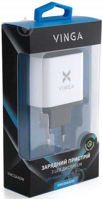 Зарядное устройство Vinga Vinga 2 Port QC3.0 Display Wall Charger (VWCQAADW) - фото 4