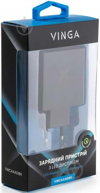 Зарядний пристрій Vinga 3 Port Display Wall Charger 17W Max (VWCAAADBK) - фото 4