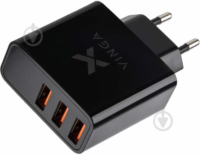 Зарядний пристрій Vinga 3 Port Display Wall Charger 17W Max (VWCAAADBK) - фото 3