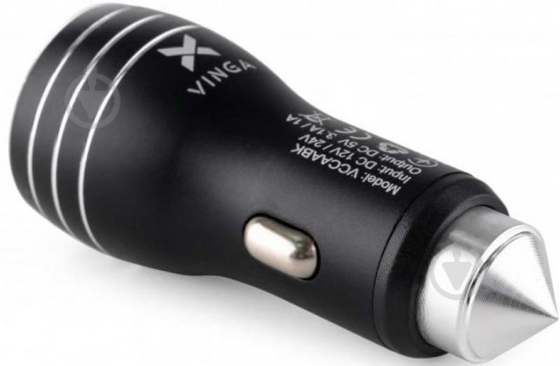 Автомобильное зарядное устройство Vinga Dual USB Car Charger 15.5W Max (VCCAABK) - фото 1