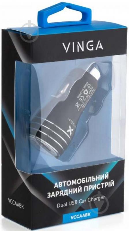 Автомобильное зарядное устройство Vinga Dual USB Car Charger 15.5W Max (VCCAABK) - фото 3