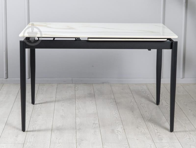 Стол обеденный Prestol Хит 1200(1800)x800x750мм молочный/черный - фото 3