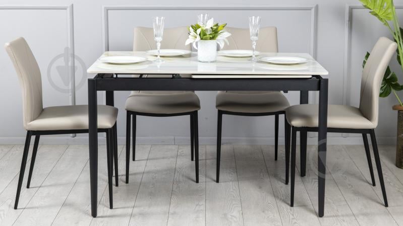 Стол обеденный Prestol Хит 1200(1800)x800x750мм молочный/черный - фото 8