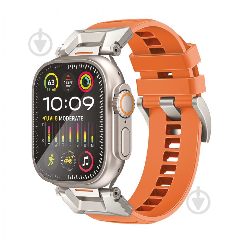 Ремінець Promate для Apple Watch 42/44/45/49 мм SilicaBand-Pro orange (silicaband-pro.orange) - фото 1