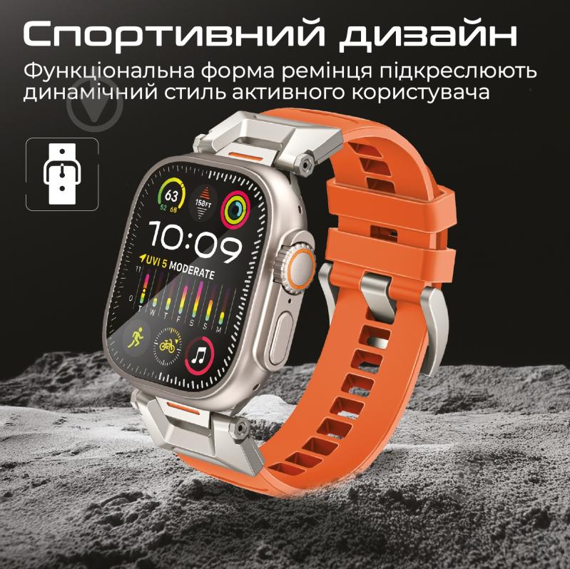 Ремінець Promate для Apple Watch 42/44/45/49 мм SilicaBand-Pro orange (silicaband-pro.orange) - фото 2
