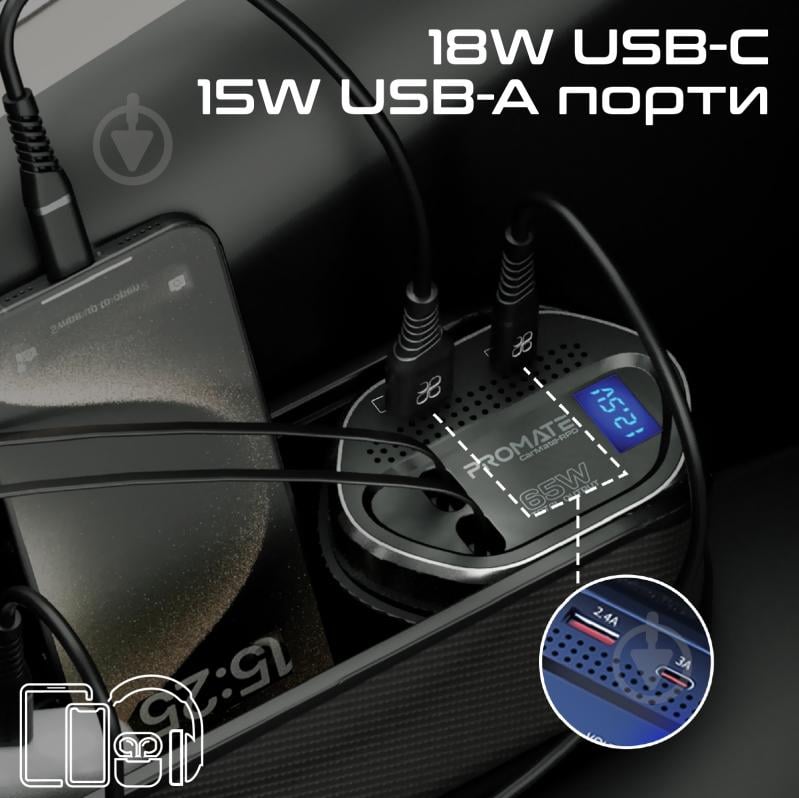 Автомобільний зарядний пристрій Promate CarMate-RPD - фото 3 Автомобільний зарядний пристрій Promate CarMate-RPD - фото 3