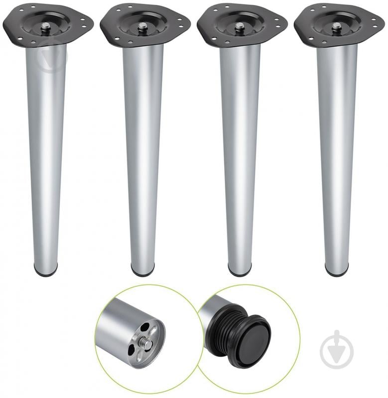 Мебельная ножка DC комплект 4 шт d60x710 мм для стола матовый хром с верхней стальной крепежной пластиной - фото 1