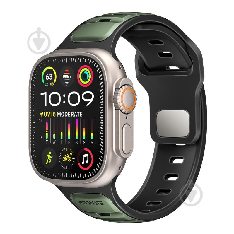 Ремінець Promate для Apple Watch 42/44/45/49 мм SiliBand-DC midnight green (siliband-dc.midnightgreen) - фото 1