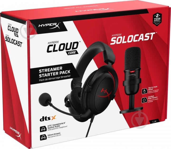Гарнитура игровая HyperX Streamer Starter Pack + микрофон HyperX Solocast black (HBNDL0001) - фото 6