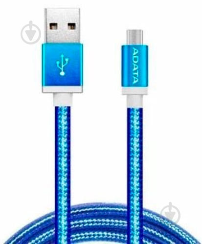 Дата-кабель ADATA USB – microUSB 1 м голубой (AMUCAL-100CMK-CBL) - фото 1