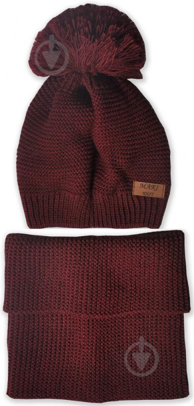 Комплект шапка + снуд для девочки Mari-Knit р.52-54 бордовый 805 - фото 
