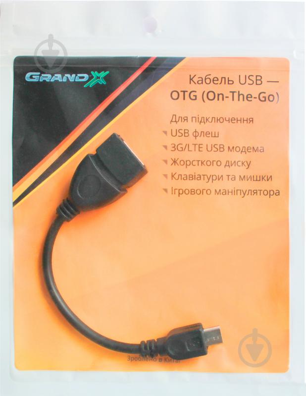 Кабель Grand-X USB OTG 0,2 м Black (GXOTG) MICRO 5P (для передачі даних) - фото 1