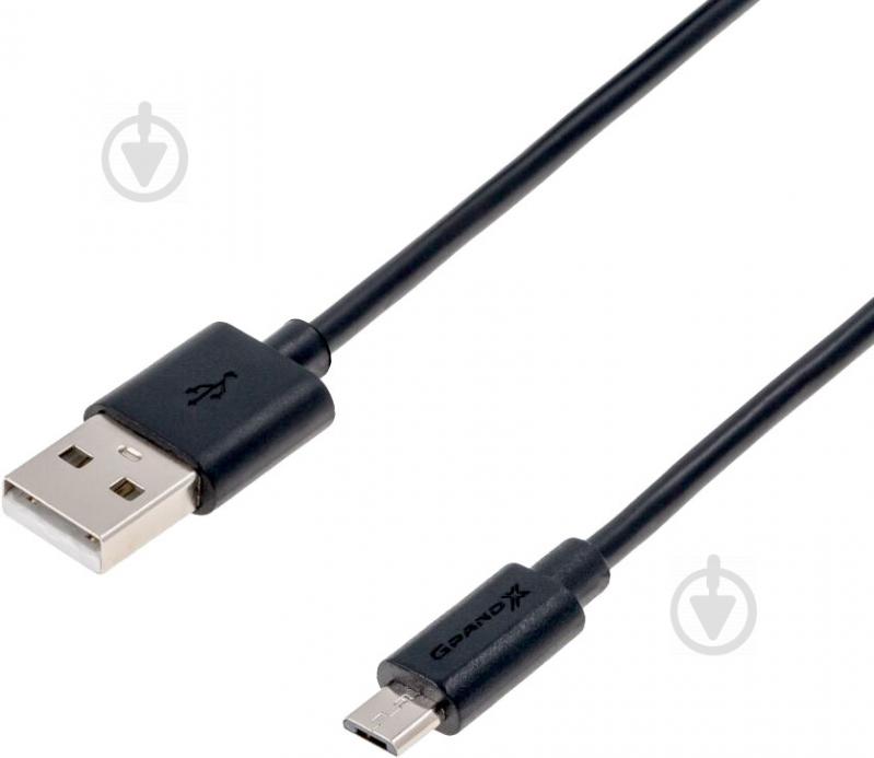 Дата-кабель Grand-X USB – microUSB 1 м Black (PM01B) Micro 5P (для передачи данных и зарядки устройства) 2.1A - фото 2