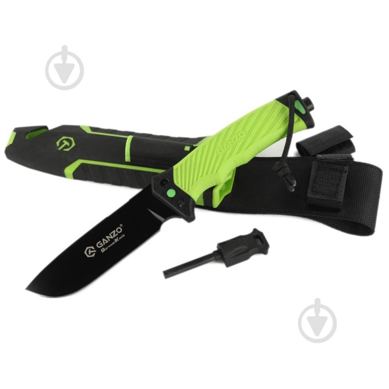 Нож Ganzo зеленый с паракордом нескладной G8012V2-LG - фото 1