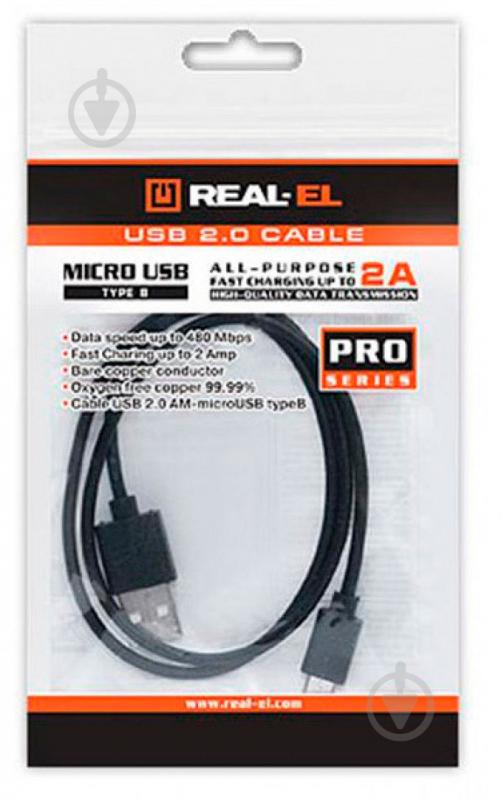 Дата-кабель Real-el USB – microUSB 1 м чорний (EL123500023) - фото 3