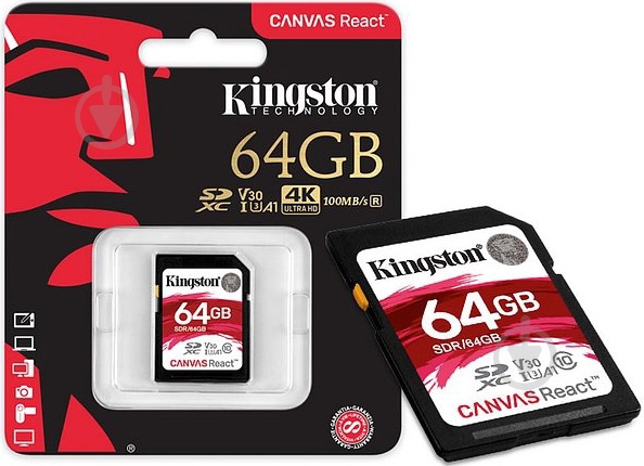 Карта пам'яті Kingston SDXC 64 ГБ UHS-I Class 3 (U3) (SDR/64GB) R100/W80MB/s - фото 2