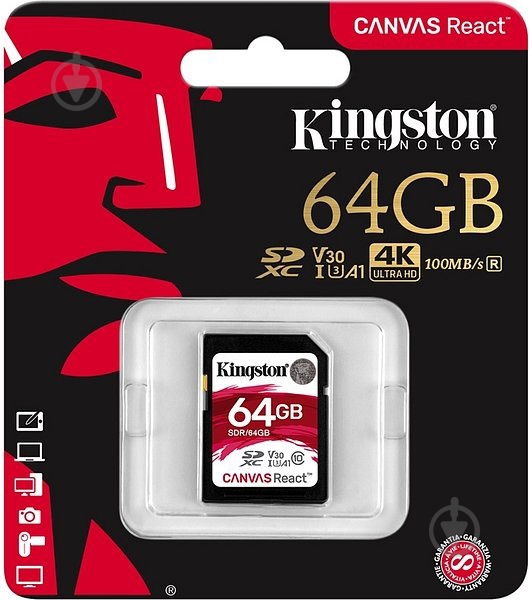 Карта пам'яті Kingston SDXC 64 ГБ UHS-I Class 3 (U3) (SDR/64GB) R100/W80MB/s - фото 3