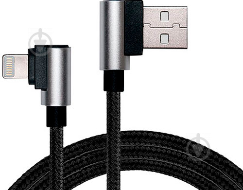 Дата-кабель Real-el Lightning – USB 1 м чорний (EL123500034) - фото 1