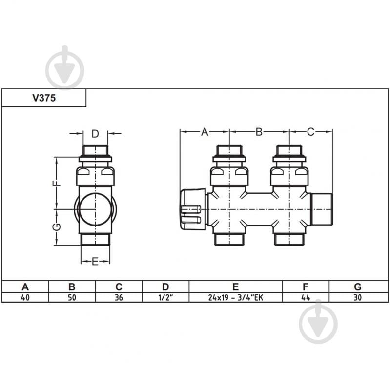 Кран-термостат Carlo Poletti Twin Thermo 1/2" З x 3/4" EK 50 мм нікель V37512QSB - фото 2