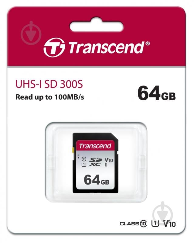 Карта памяти Transcend SDXC 64 ГБ UHS Speed Class 1 (U1) (TS64GSDC300S ) - фото 2 Карта памяти Transcend SDXC 64 ГБ UHS Speed Class 1 (U1) (TS64GSDC300S ) - фото 2