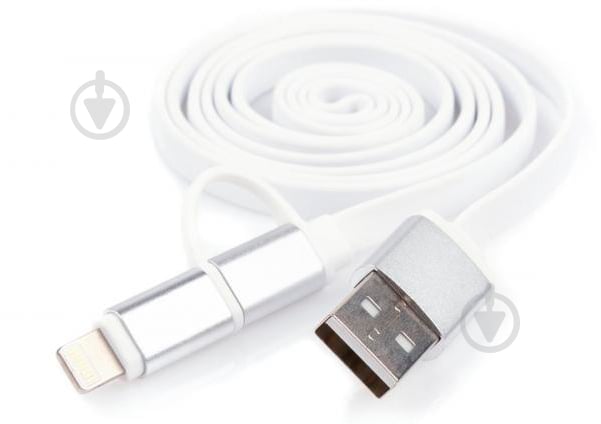 Дата-кабель Vinga USB 2.0 AM – Lightning/micro 5P 1 м белый (USBAMMICRO&Lightning-1.0) - фото 4