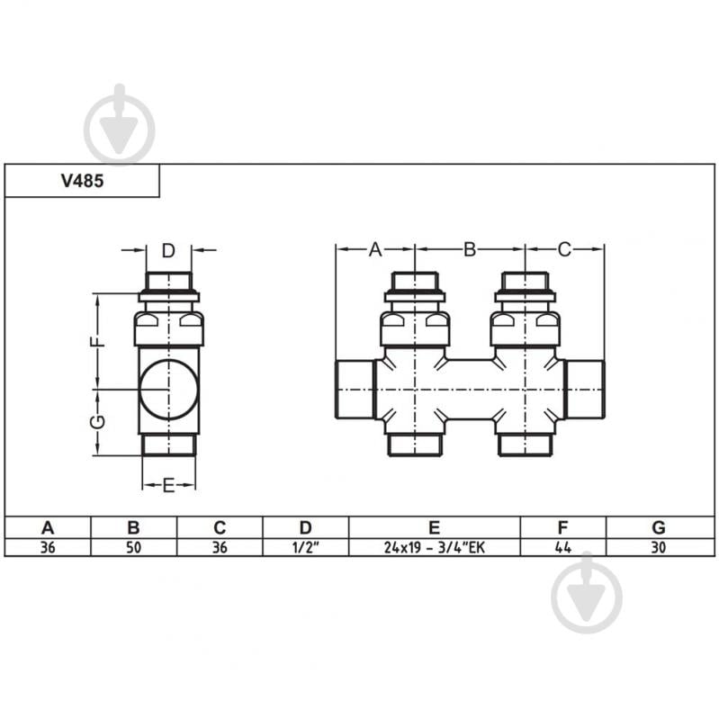 Кран-термостат Carlo Poletti Twin 1/2" З x 3/4" EK 50 мм білий V48510EFSB - фото 2