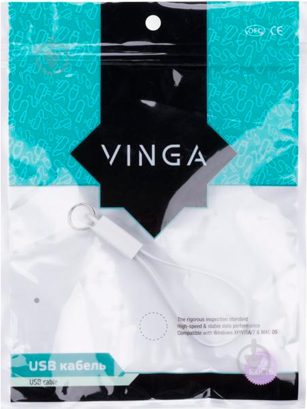 Дата-кабель Vinga USB 2.0 AM – Lightning 0,215 м білий (USBAMLightning-0.215) - фото 4