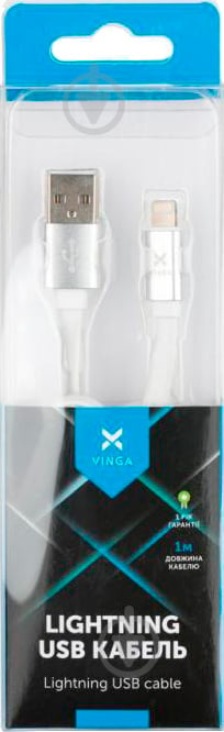 Дата-кабель Vinga USB 2.0 AM – Lightning 1 м (VRC101WHI) flat white - фото 2