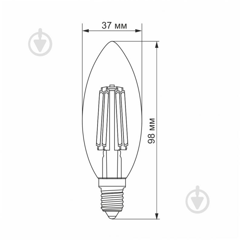 Лампа світлодіодна Videx FIL C37 6 Вт E14 4100 К 220 В прозора 25794 - фото 3
