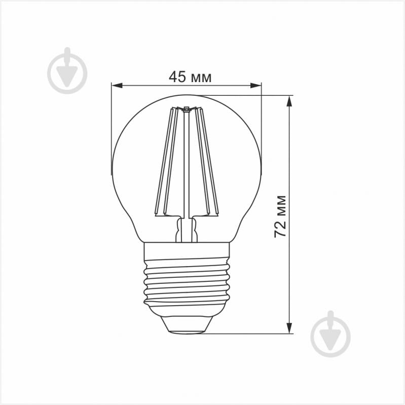 Лампа світлодіодна Videx FIL G45 4 Вт E27 2200 К 220 В жовта 23690 - фото 3