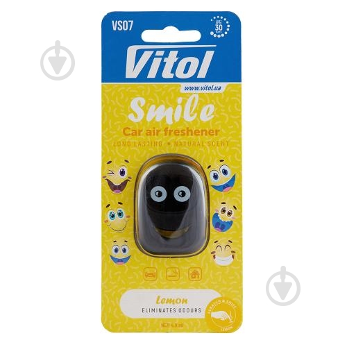 Ароматизатор на дефлектор Vitol Smile Lemon 4 мл - фото 1 Ароматизатор на дефлектор Vitol Smile Lemon 4 мл - фото 1