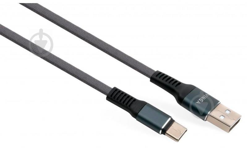 Дата-кабель Vinga USB 2.0 AM – Type-C 1 м сірий (VCPDCTCFNB1GR) - фото 2