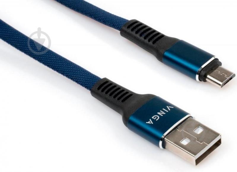 Дата-кабель Vinga USB 2.0 АМ – microUSB 1 м синій (VCPDCMFNB1B) - фото 3