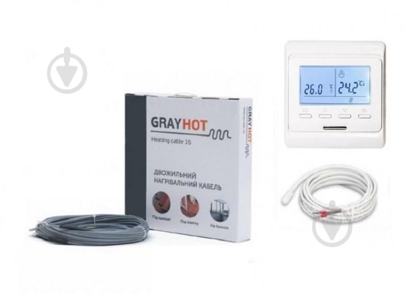 Нагревательный кабель GrayHot 15, 92 Вт, 6 м + Терморегулятор In-Therm програмированый для теплого пола Е51 - фото 1