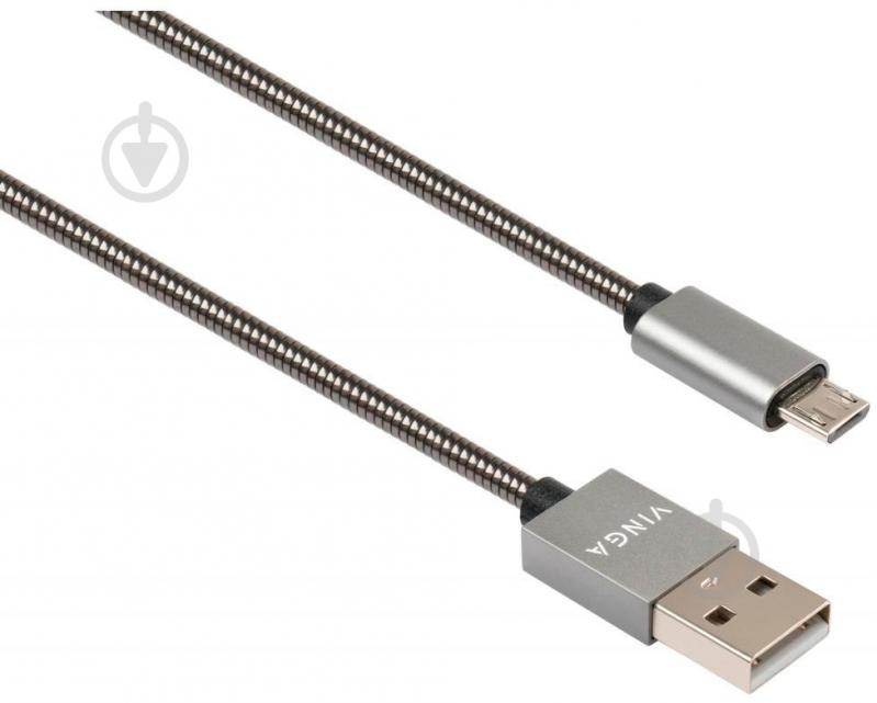 Дата-кабель Vinga USB 2.0 АМ – microUSB 1 м серебристый (VCPDCMSSJ1GR) - фото 4