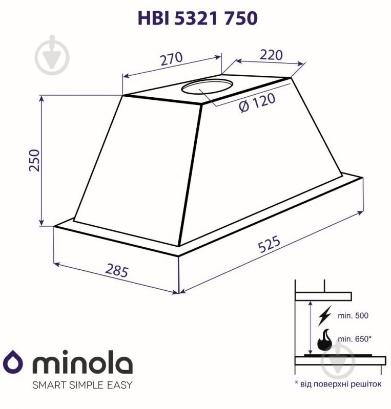 Вытяжка Minola HBI 5321 BL 750 - фото 12