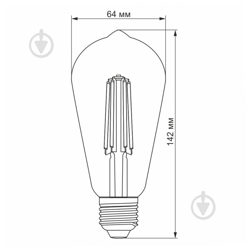 Лампа світлодіодна Videx FIL ST64 10 Вт E27 2200 К 220 В жовта 26629 - фото 3