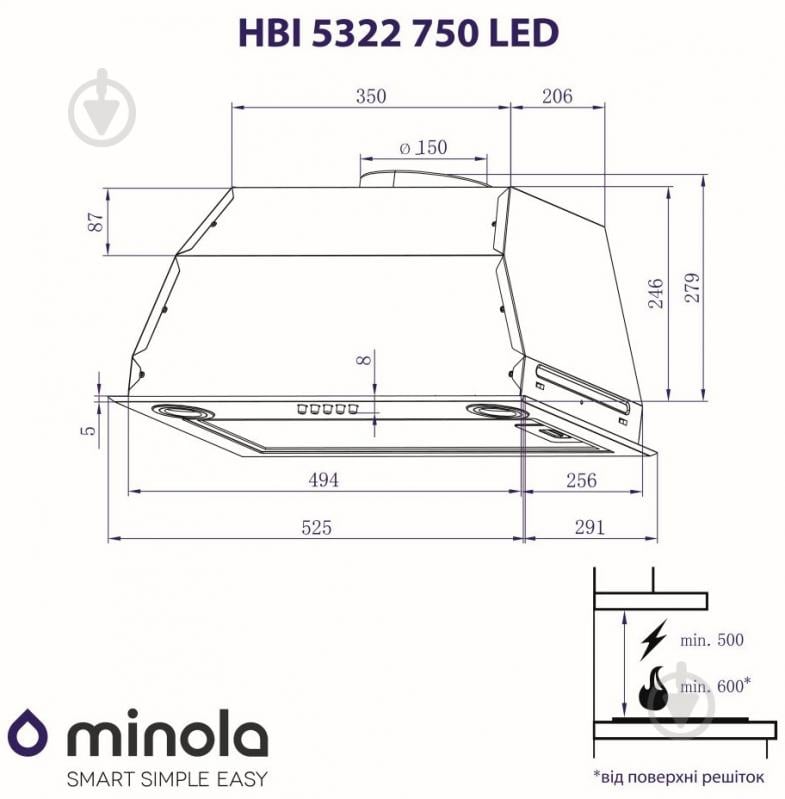 Вытяжка Minola HBI 5322 I 750 LED - фото 10