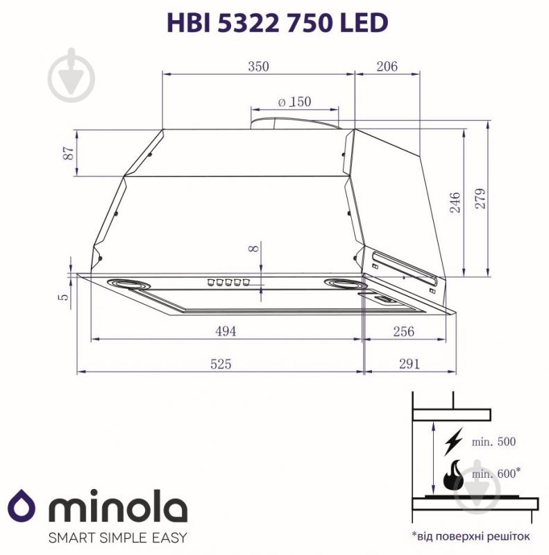 Вытяжка Minola HBI 5322 BL 750 LED - фото 10