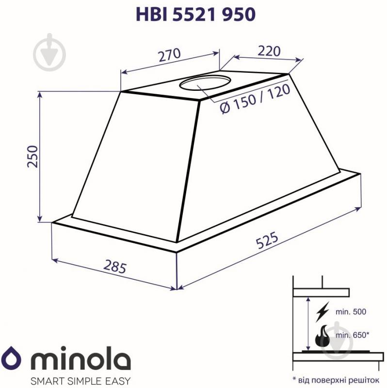 Вытяжка Minola HBI 5521 IV 950 - фото 12