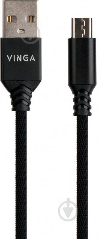 Дата-кабель Vinga USB 2.0 АМ – microUSB 1 м чорний (VCPDCMBN21BK) - фото 1