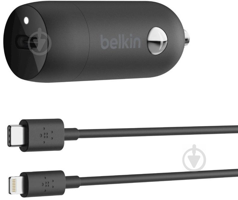 Автомобільний зарядний пристрій Belkin 20W USB-C PD Car Charger + USB-C to Lightning Cable - фото 1