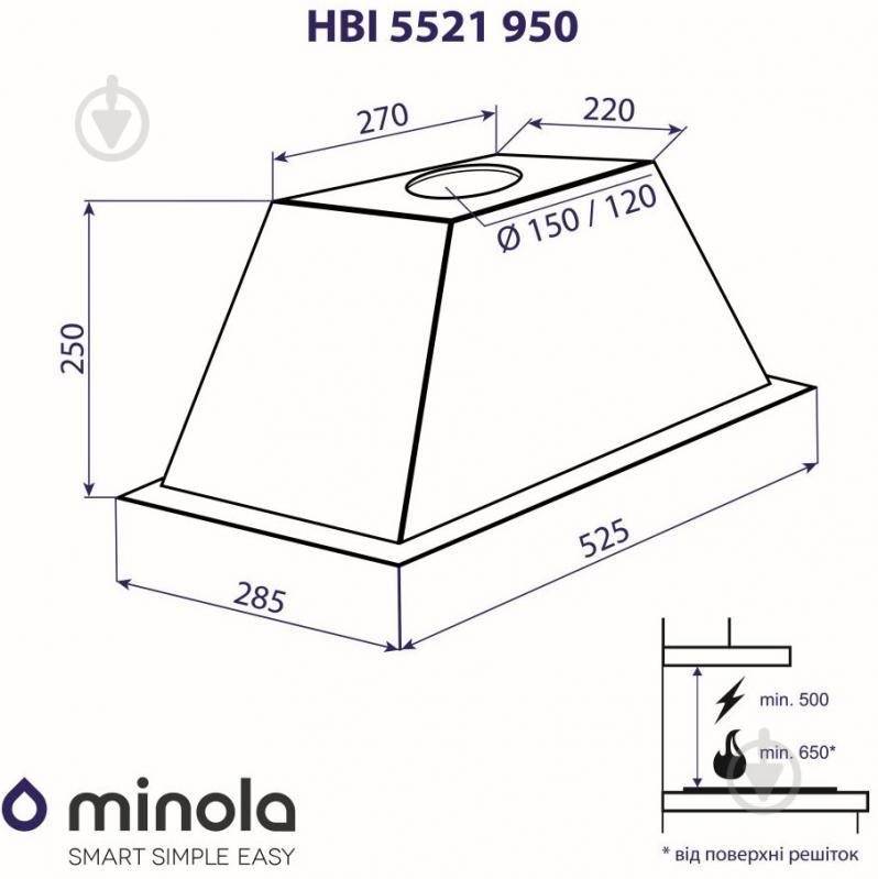 Вытяжка Minola HBI 5521 BL 950 - фото 12