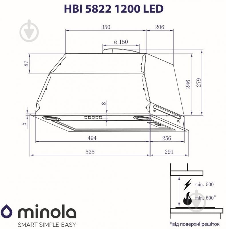 Витяжка Minola HBI 5822 I 1200 LED - фото 10