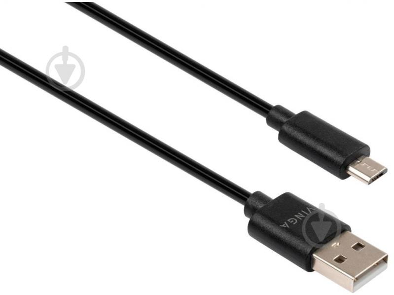 Дата-кабель Vinga USB 2.0 АМ – microUSB 1,8 м черный (VCPDCMS1.8BK) - фото 1
